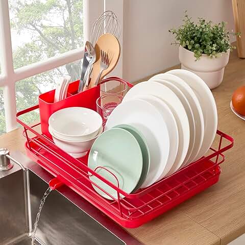 3-Piece Dish Drying Rack Set with Drainboard