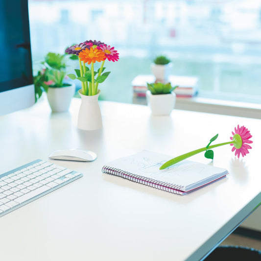 Colorful Flower Pen Set with Vase Holder
