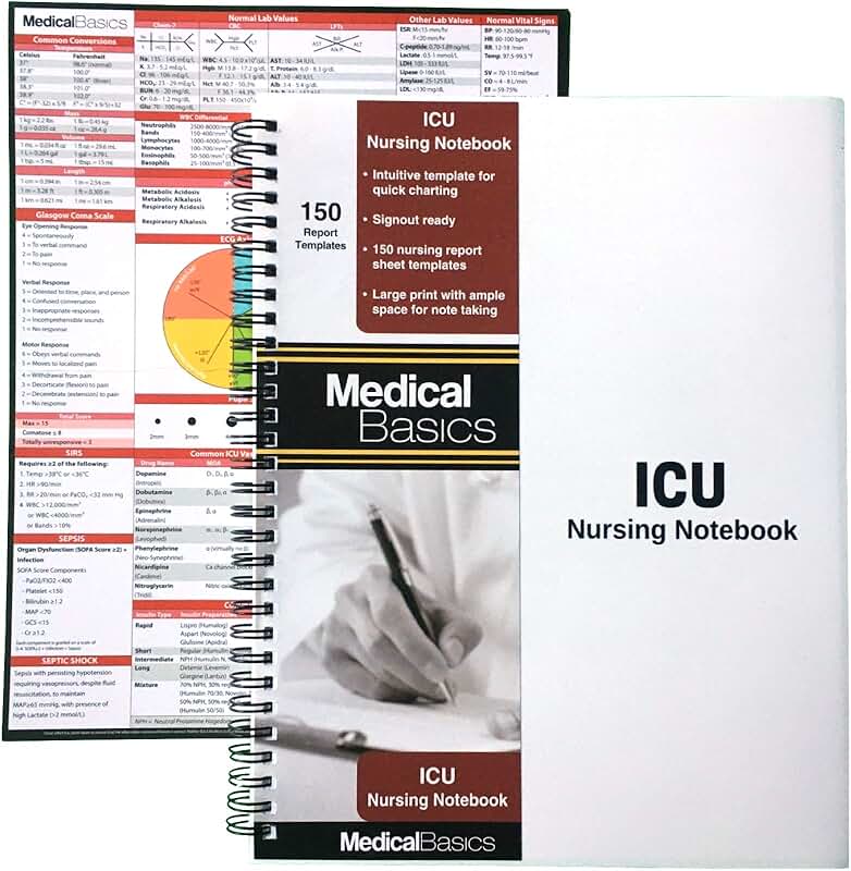 Large Print ICU Nursing Notebook for Quick Charting