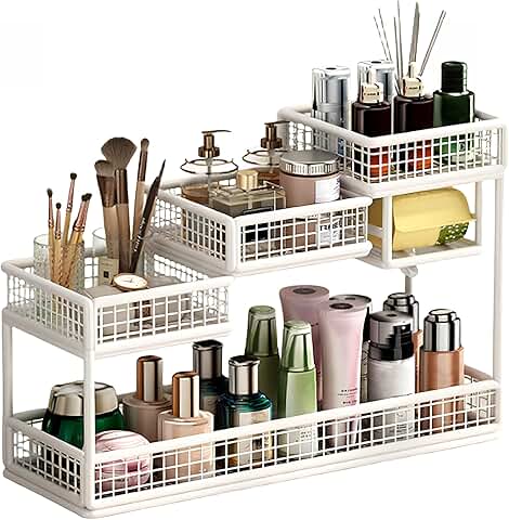 Large Metal Makeup Organizer for Bathroom and Vanity