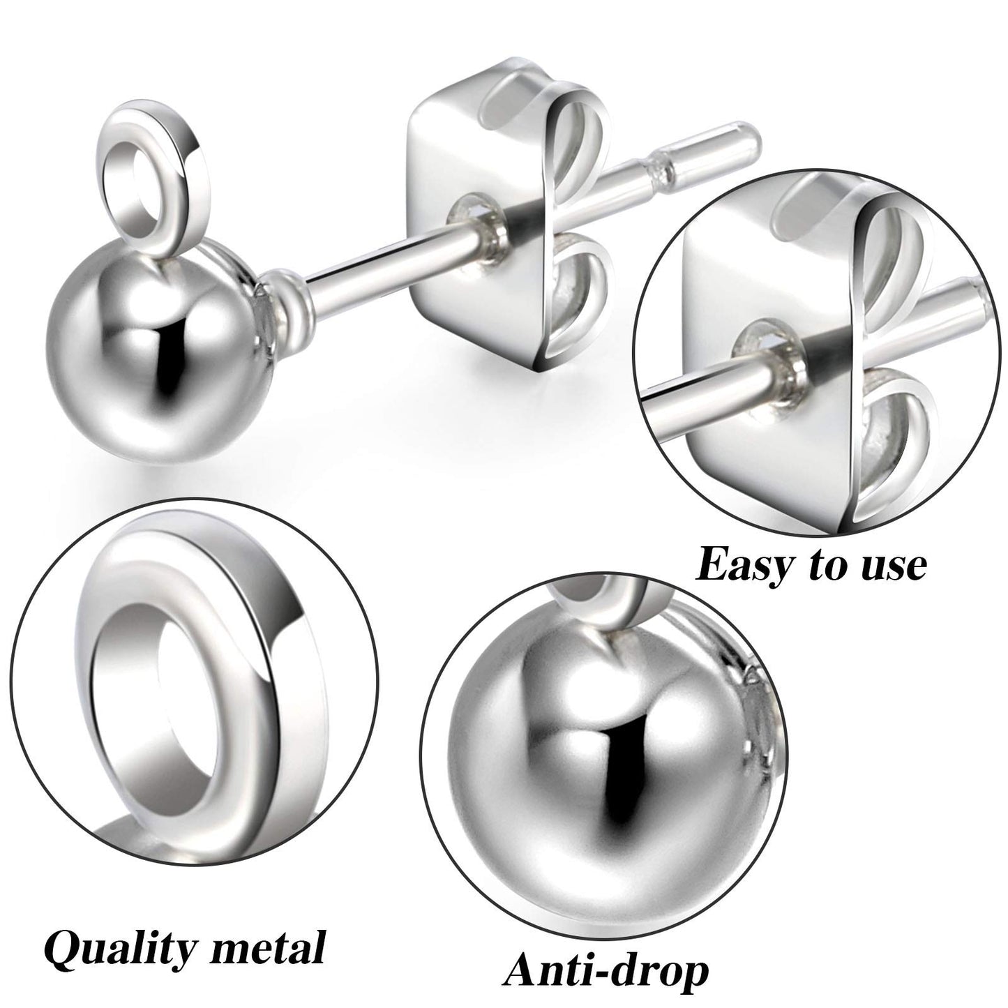 Ball Post Earring Studs and Butterfly Backs for DIY Jewelry Making