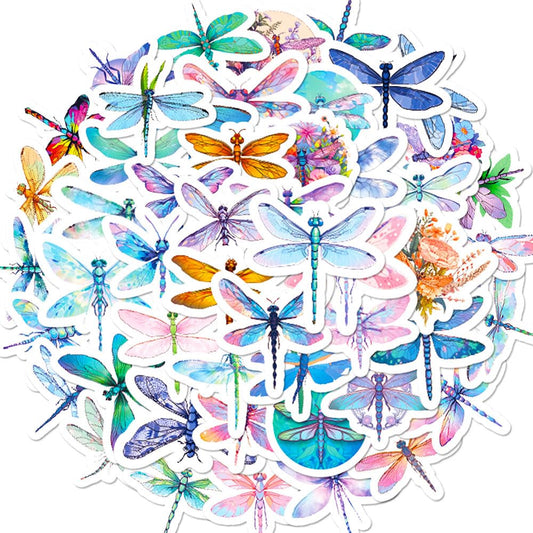 Colorful Dragonfly Stickers for Teens and Kids, 50 Pieces