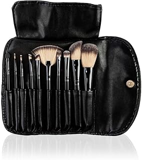 10-Piece Professional Makeup Brush Set with Faux Leather Case