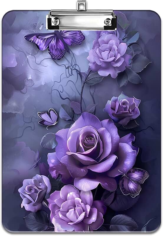 Purple Rose A4 Plastic Fashion Design Clipboard