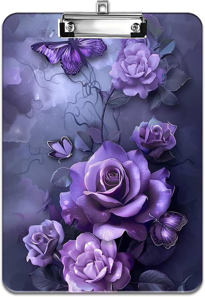 Purple Rose A4 Plastic Fashion Design Clipboard
