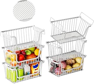 Leak-proof stackable wire baskets for pantry storage