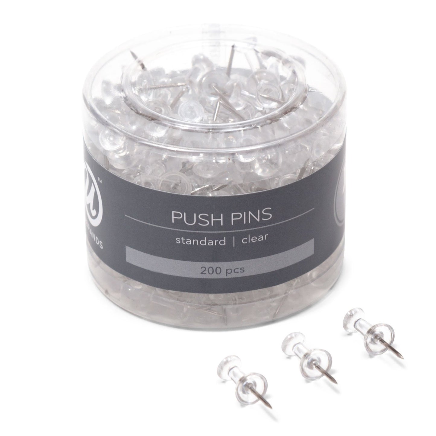 Clear plastic head thumbtacks, 200-count