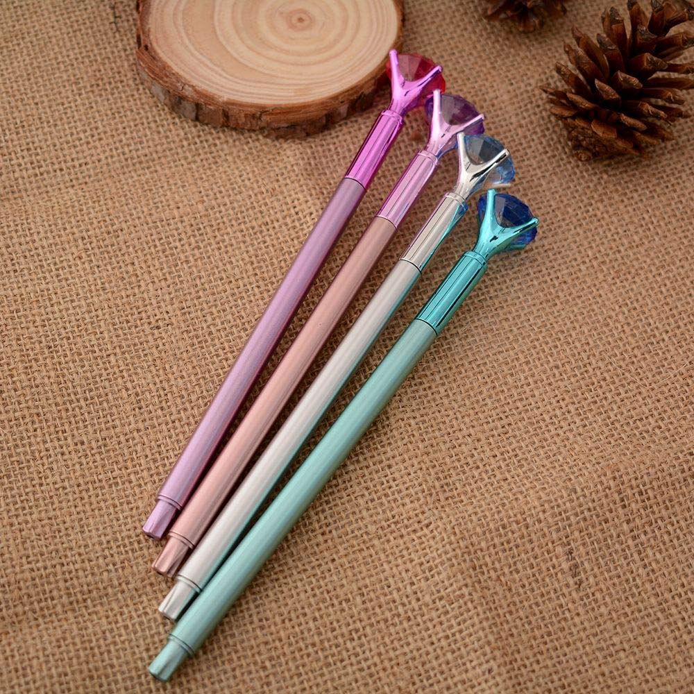 Set of 8 Kawaii Crystal Ballpoint Pens with Blue Ink