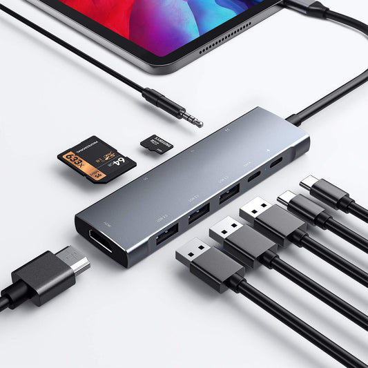 USB C Hub for iPad Pro and iPad Air with HDMI, USB-C PD, SD/TF, USB 3.0, Headphone Jack