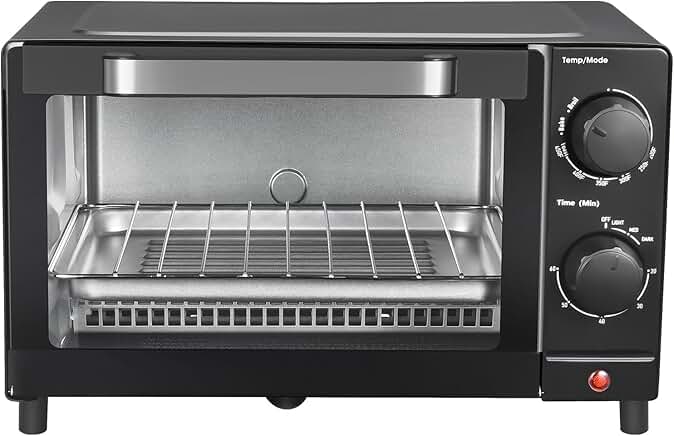 4-Slice Toaster Oven with Settings, Rack, and Pan