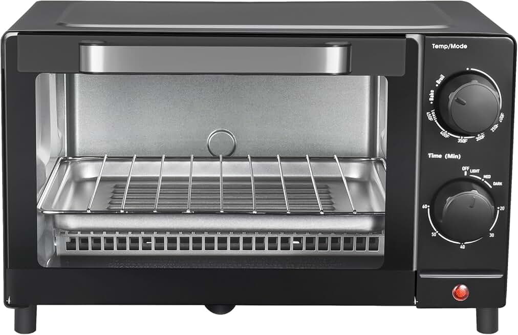 4-Slice Toaster Oven with Settings, Rack, and Pan