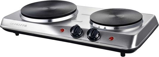 Electric Double Burner Cooktop with Cast Iron Plates