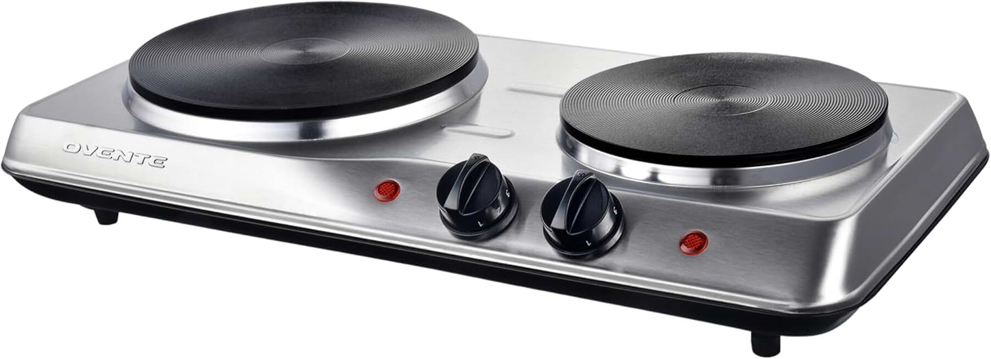 Electric Double Burner Cooktop with Cast Iron Plates