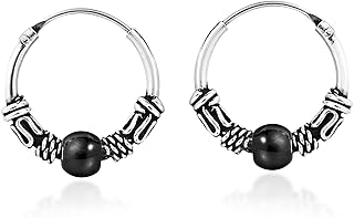 Unisex 15mm Black Sterling Silver Hoop Earrings