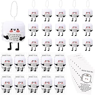 20 Mini Toilet Paper Plush Keychains with Cards and Gift Bags