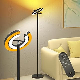 Tall LED Floor Lamp with Rotatable Ring Lights