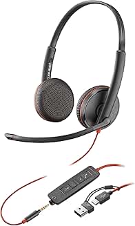 Blackwire 3225 Stereo USB-C Headset with 3.5mm and Adapter