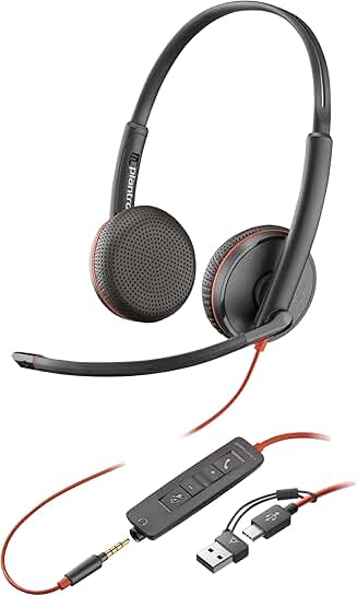 Blackwire 3225 Stereo USB-C Headset with 3.5mm and Adapter