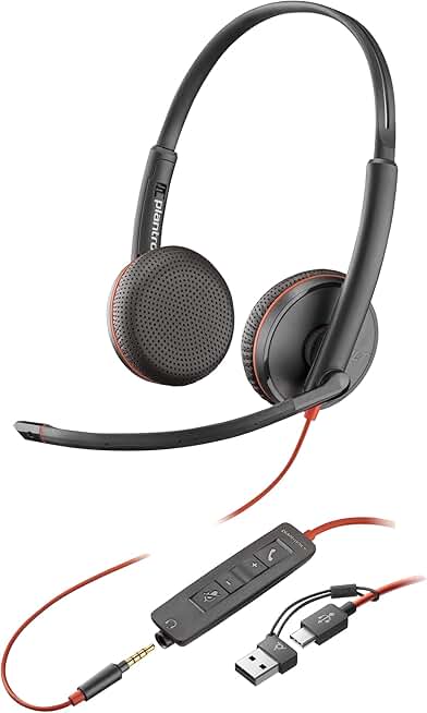 Blackwire 3225 Stereo USB-C Headset with 3.5mm and Adapter