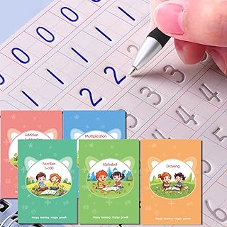 Reusable writing practice book for preschool kids, 5 books