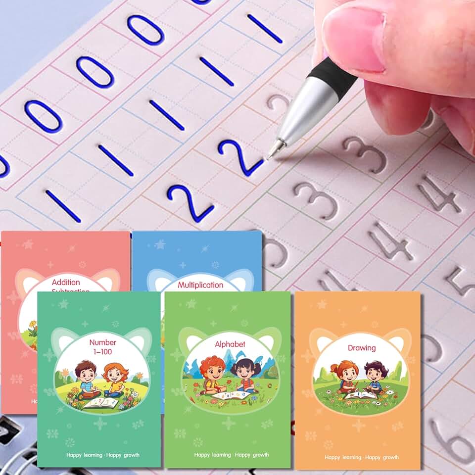 Reusable writing practice book for preschool kids, 5 books