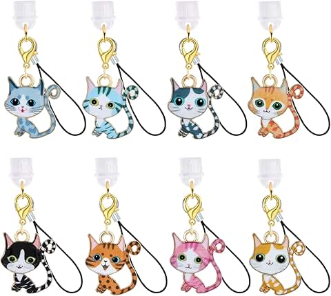 Set of 8 Cute Alloy Enamel Dust Plugs for Type-C Ports
