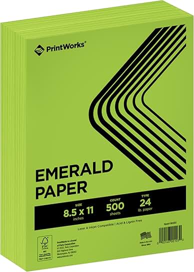 Bright Emerald Green Paper, 8.5" x 11", 24 lb, 500 sheets