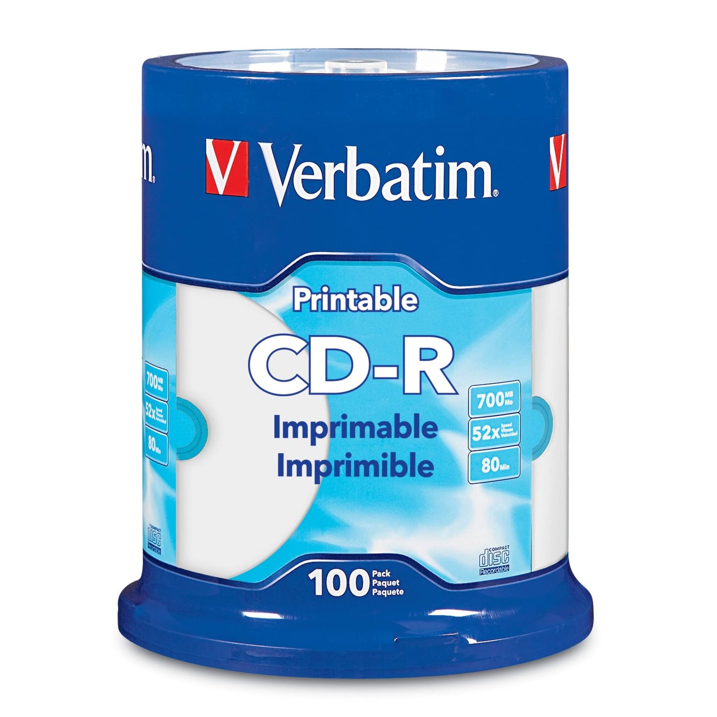 CD-R Printable Disc Spindle, White, Pack Of 100