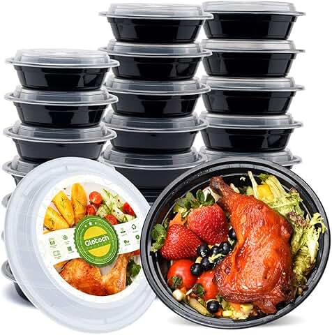 50 Pack 24 oz Round Food Storage Containers with Lids