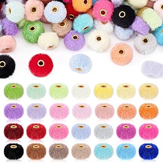 200pcs Soft Faux Fur Pom Pom Beads, 22mm