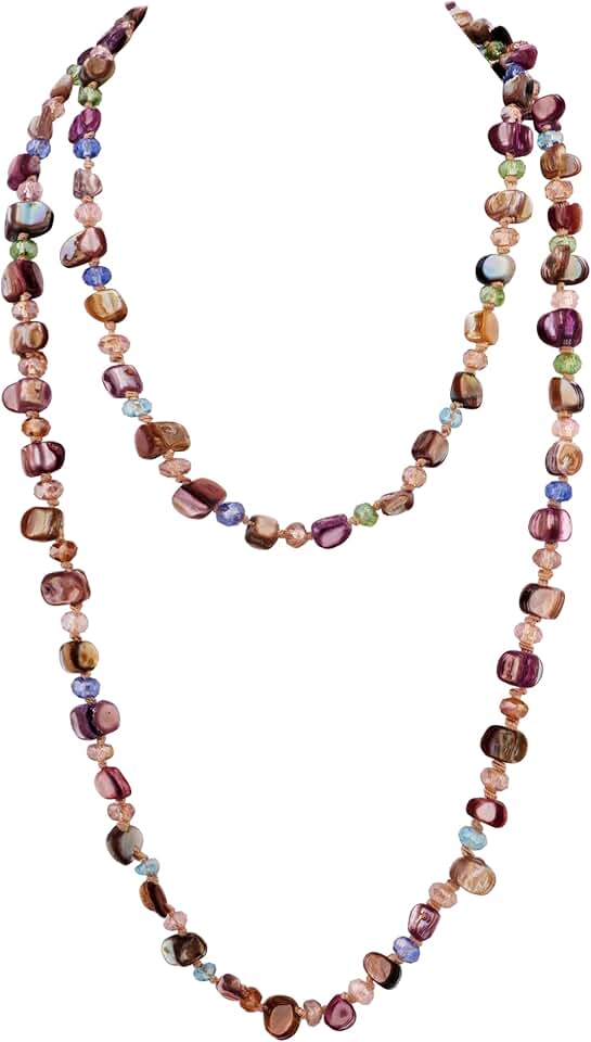 Colorful Irregular Beaded Long Necklace for Women