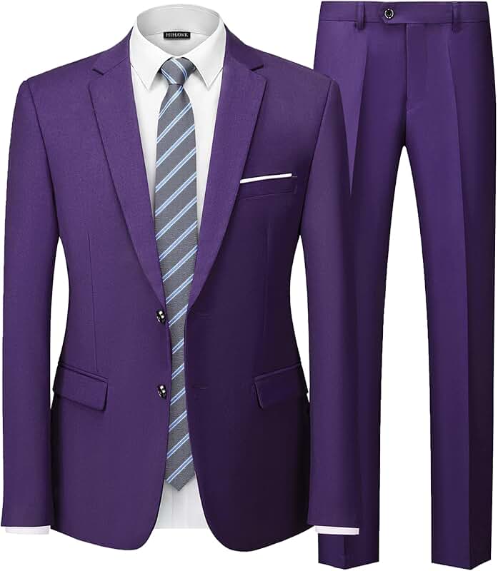 Men's Slim Fit Two-Piece Suit with Jacket and Pants