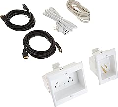 Dual Outlet Recessed Cable Management System with 2 HDMI Cables