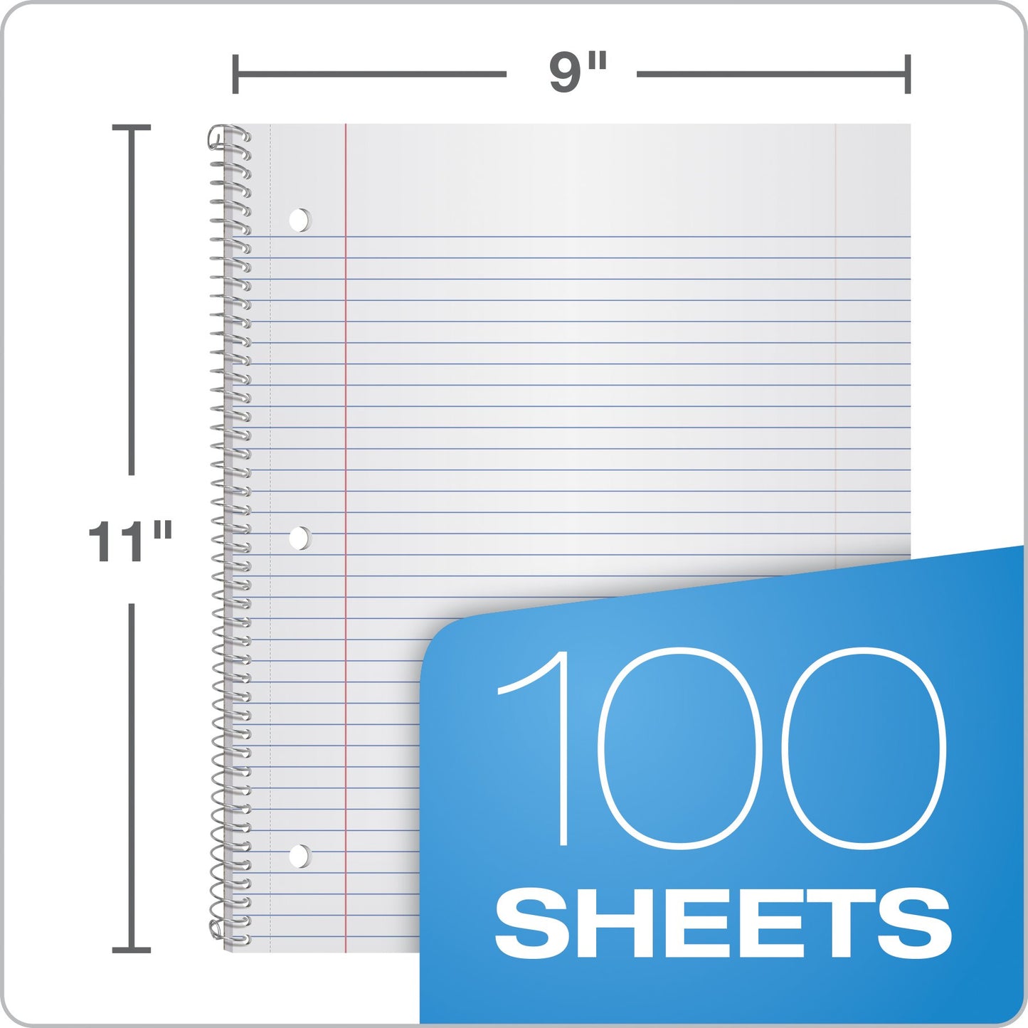 Set of 3 1-Subject Spiral Notebooks with Plastic Covers