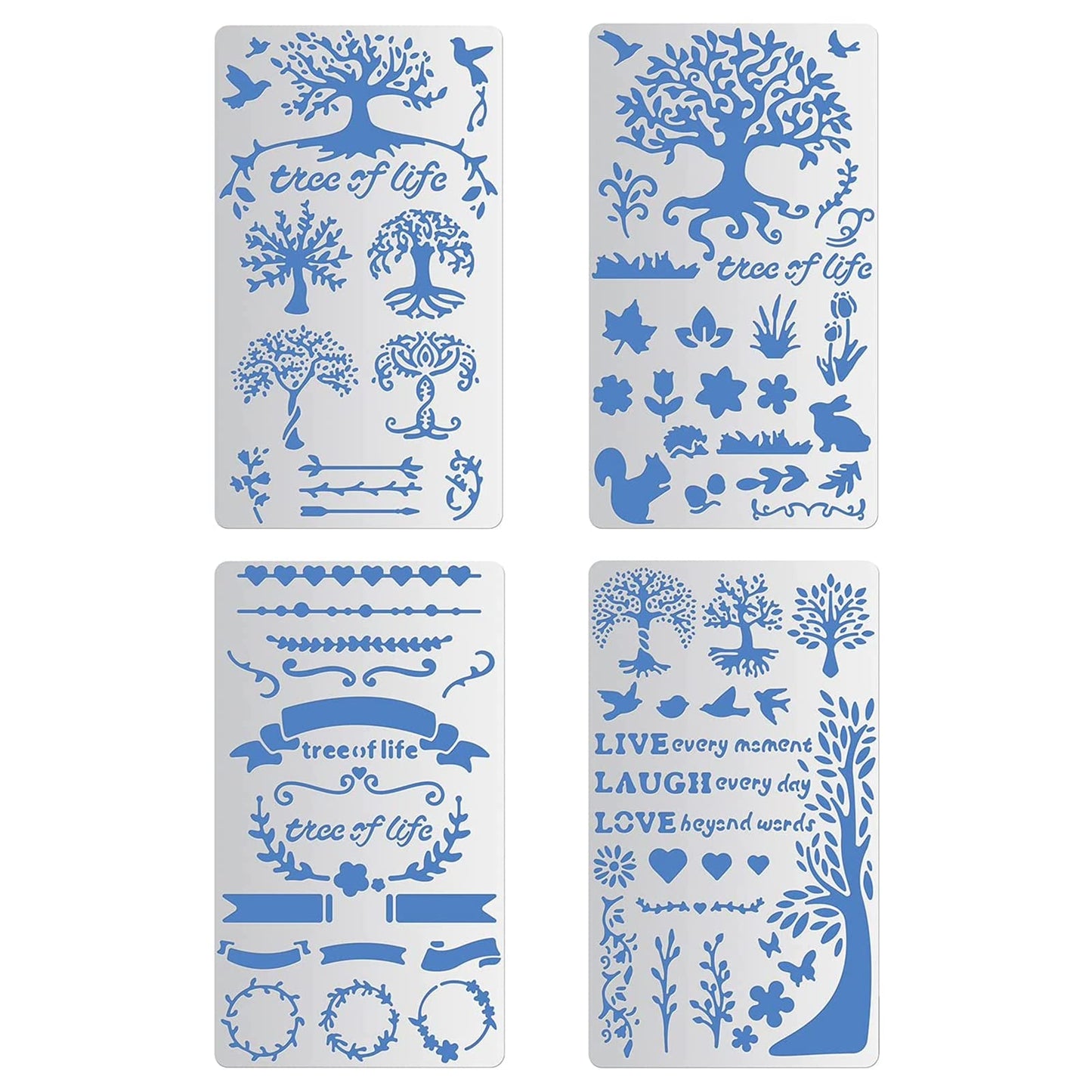 Tree of Life Metal Animal Leaves Vine Templates Set of 4