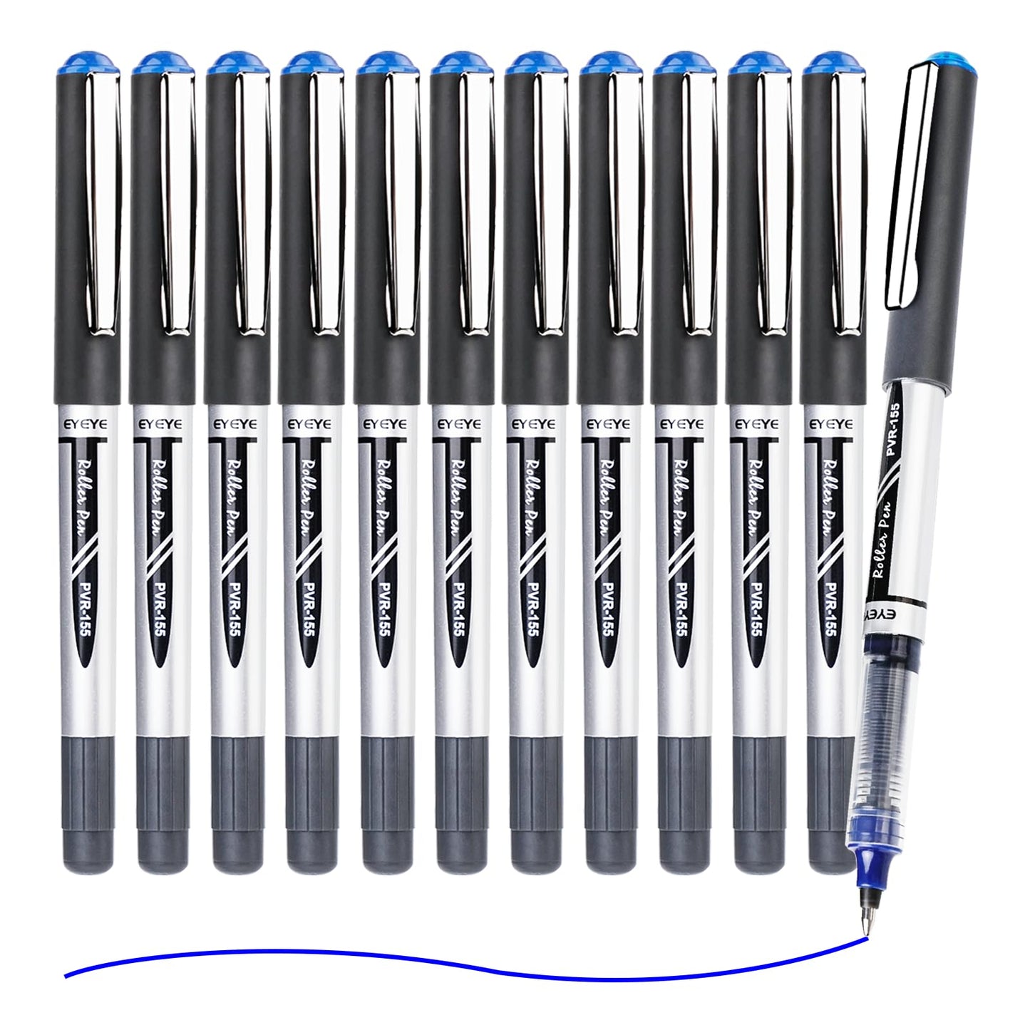 Blue 0.7mm Rollerball Pens, 12 Pack, Quick Dry, Smooth Writing