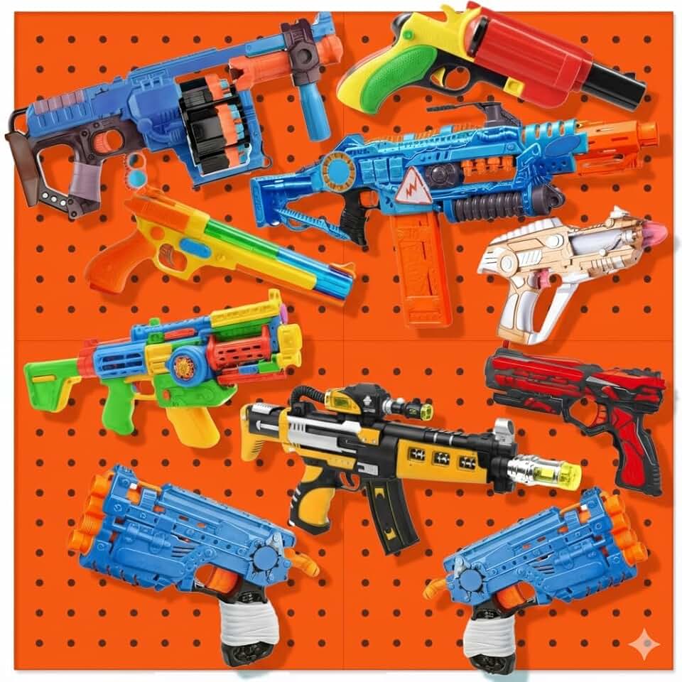 Wooden Peg Board for Nerf Gun Storage, 13x13 Inches