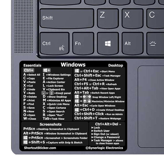 Windows PC shortcut vinyl sticker, laminated, no-residue adhesive, 3x2.5 inches
