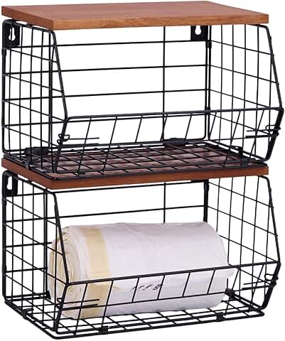 Two XL Trash Bag Holders with Wood Lids for Kitchen and Storage