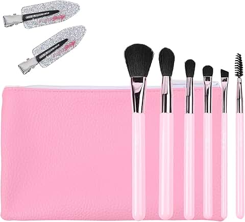 Essential Eyeshadow Brush Set with Duck Clips and Pink Bag