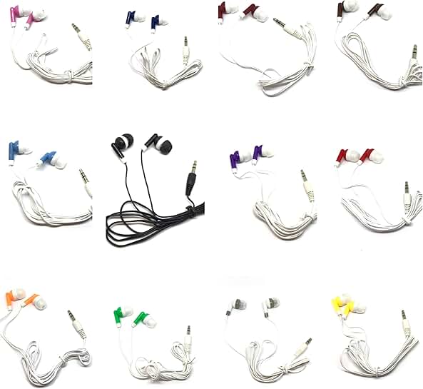 Bulk pack of 100 mixed color earbuds and headphones