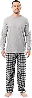 Men's Long Sleeve Crewneck Top and Flannel Pajama Set