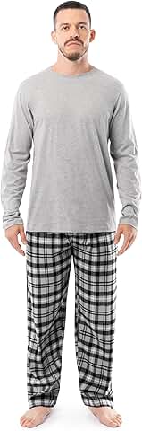 Men's Long Sleeve Crewneck Top and Flannel Pajama Set