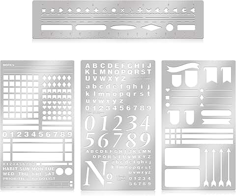 Set of 4 metal stencils for journaling and crafts