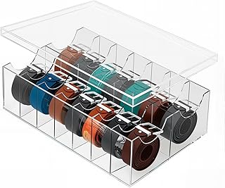 Large Clear Acrylic Belt Organizer with Dust Lid