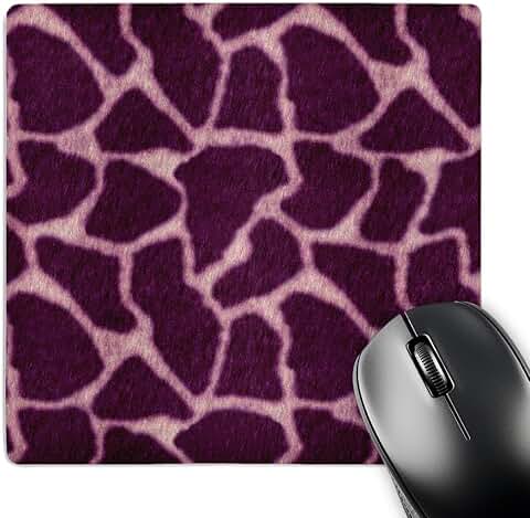 Purple Giraffe Print Mouse Pad, 8x8 inches