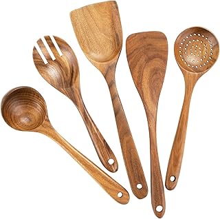 Wooden Cooking Utensils Set with Spatula, 5 Pieces