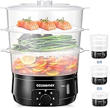 Electric Food Steamer with 3 Tiers and 60-Minute Timer