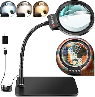 Square magnifying glass with light and stand, 72 LED, 3 color modes
