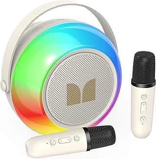 Portable Karaoke Machine with Microphones and Lights